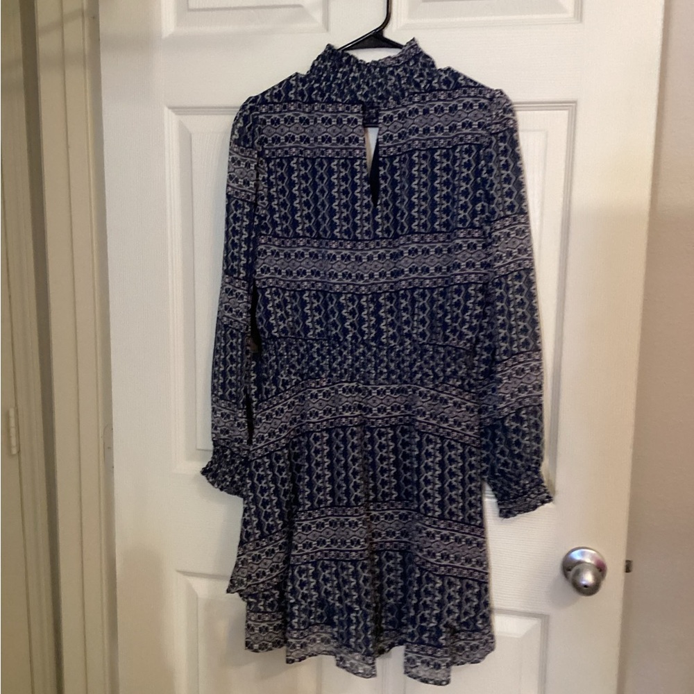 Hayden Blue Tiered Ruffled Long Sleeve Dress
